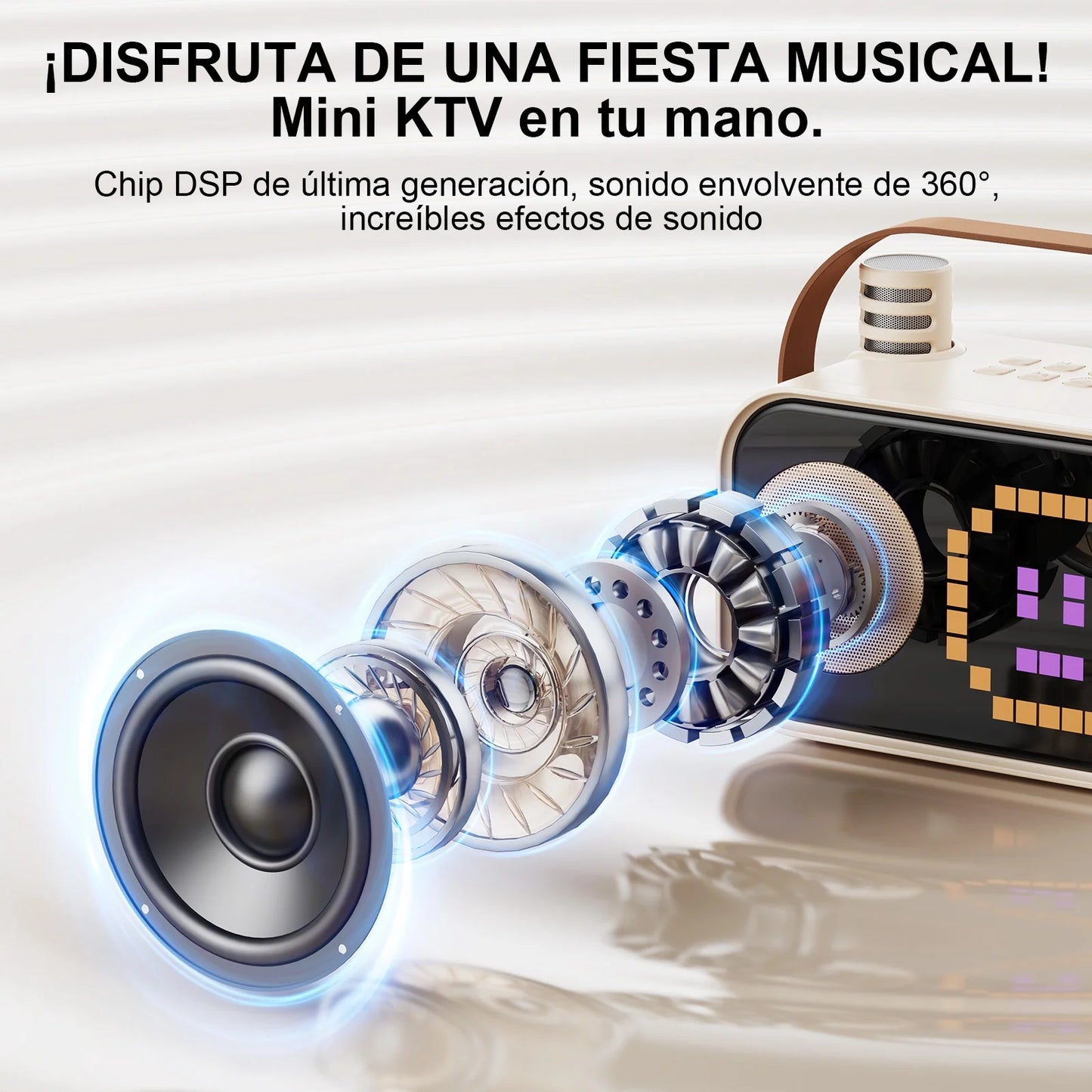 Karaoke Machine for Kids Adults, Mini Karaoke Machine for Singing, Portable Party Speaker with Microphone, 15+ Pixel Animation, Kids Toy Gift