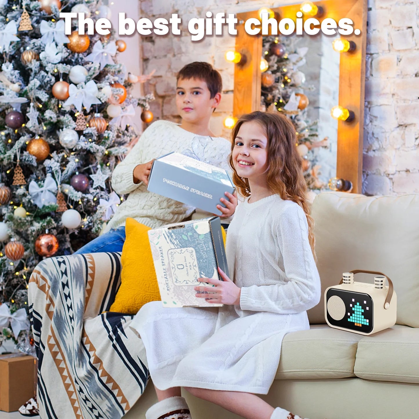 Karaoke Machine for Kids Adults, Mini Karaoke Machine for Singing, Portable Party Speaker with Microphone, 15+ Pixel Animation, Kids Toy Gift