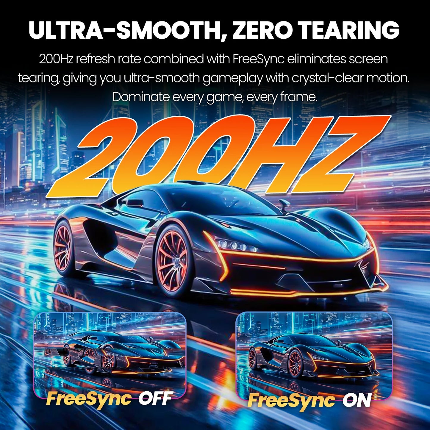 24" 200Hz Gaming Monitor,Fhd Computer Monitor, Built-In Speakers, 120% Srgb, Freesync, HDMI/DP, Black
