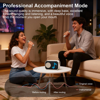 Karaoke Machine for Kids Adults, Mini Karaoke Machine for Singing, Portable Party Speaker with Microphone, 15+ Pixel Animation, Kids Toy Gift