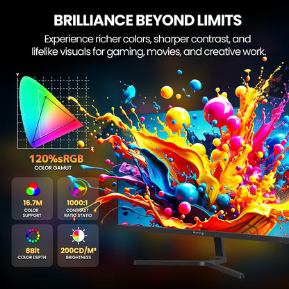 24" 200Hz Gaming Monitor,Fhd Computer Monitor, Built-In Speakers, 120% Srgb, Freesync, HDMI/DP, Black