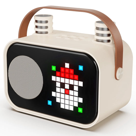 Karaoke Machine for Kids Adults, Mini Karaoke Machine for Singing, Portable Party Speaker with Microphone, 15+ Pixel Animation, Kids Toy Gift